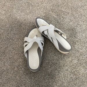 BareTraps Crisscross Sandals in White and Gray